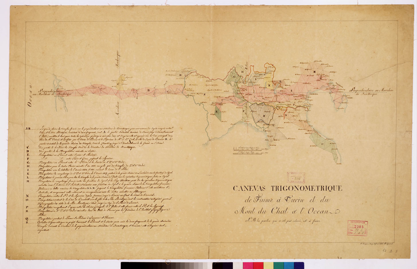 (N:517) CANEVAS TRIGONOMETRIQUE DE FIUME A TURIN ET DU MONT DU CHAT A L'OCEAN LA PARTIE QUI N'EST PAS COLOREE EST A FAIRE - Italia settentrionale (B0008487) Carte e stampe antiche: riproduzione a colori su carta (formato A1)