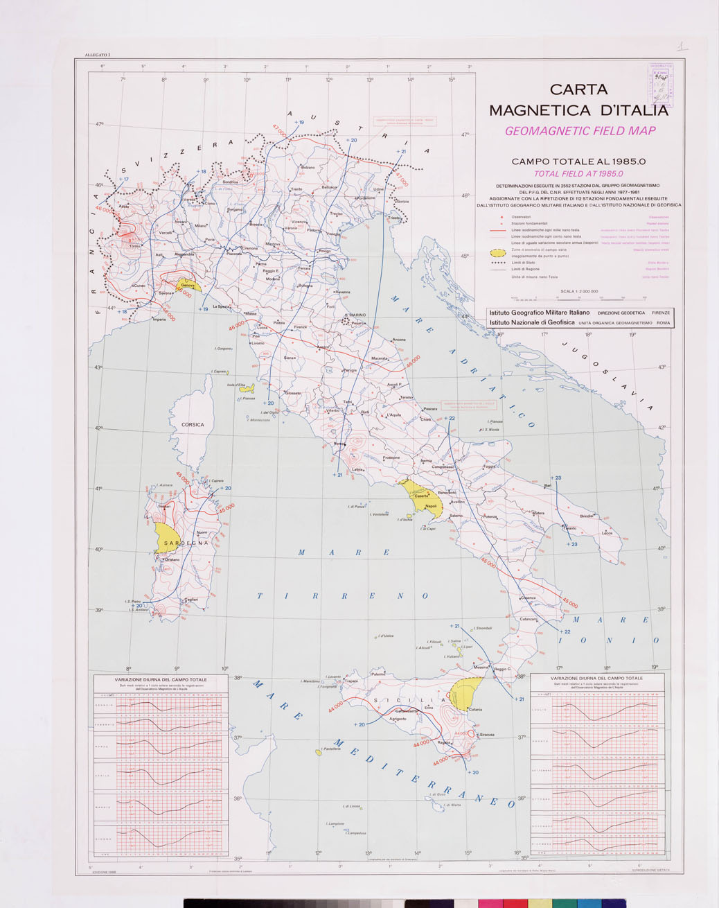 (N:5651) CARTA MAGNETICA D'ITALIA... - Foglio 1 (B0008488) Carte e stampe antiche: riproduzione a colori su carta (formato A1)