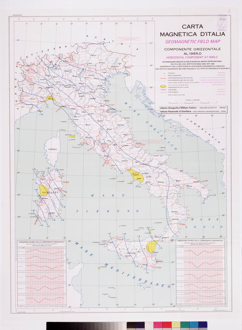 (N:5652) CARTA MAGNETICA D'ITALIA... - Foglio 2 (B0008489) Carte e stampe antiche: riproduzione a colori su carta (formato A1)