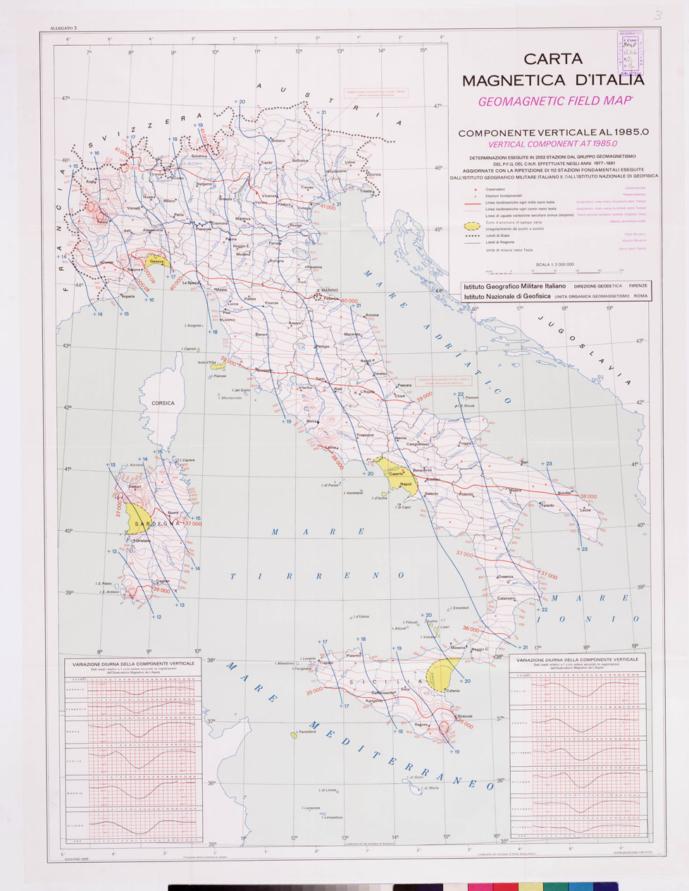 (N:5653) CARTA MAGNETICA D'ITALIA... - Foglio 3 (B0008490) Carte e stampe antiche: riproduzione a colori su carta (formato A1)