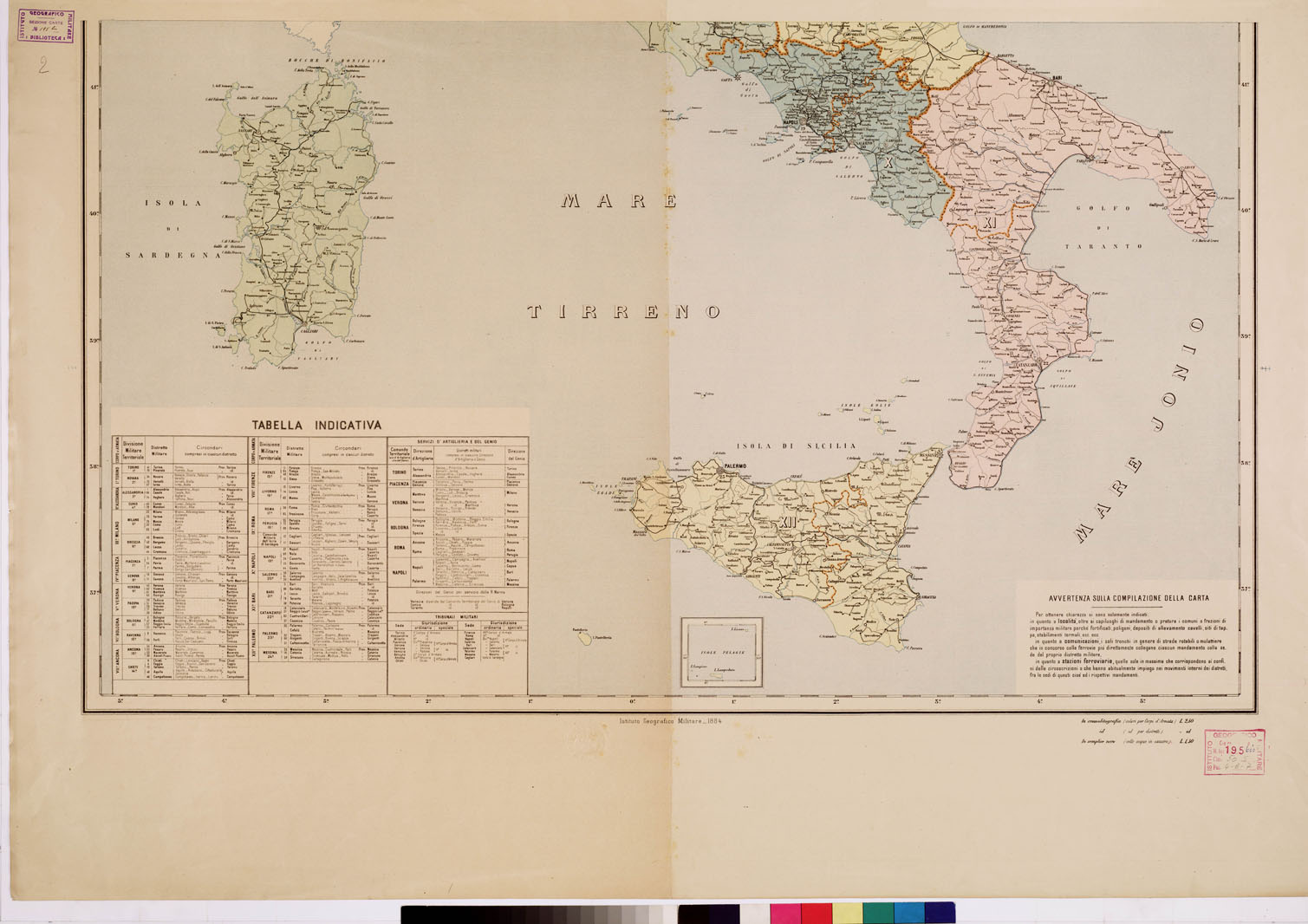 (N:2739) CARTA DELLA CIRCOSCRIZIONE MILITARE TERRITORIALE DEL REGNO (LEGGE 1883) - Foglio 2 (B0008495) Carte e stampe antiche: riproduzione a colori su carta (formato A1)