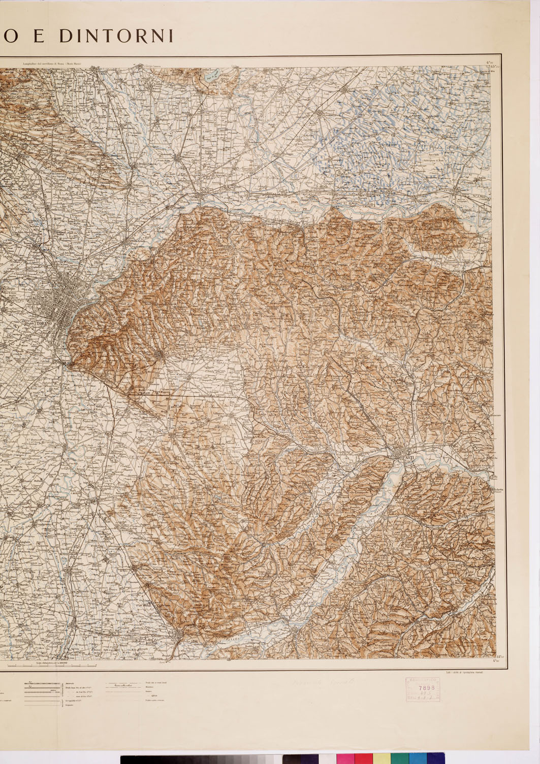(N:12635) TORINO E DINTORNI CARTA PROVVISORIA DEL CONFINE, AD USO ESCLUSIVO DEGLI ENTI MILITARI (B0008512, B0008513, B8512-13) Carte e stampe antiche: riproduzione a colori su carta (formato A1)