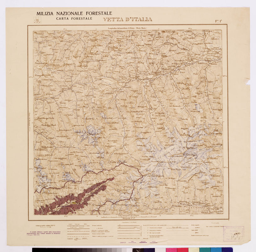 (N:4651) CARTA FORESTALE DEL REGNO D'ITALIA... - Foglio 1a VETTA D'ITALIA (B0008767) Carte e stampe antiche: riproduzione a colori su carta (formato A1)