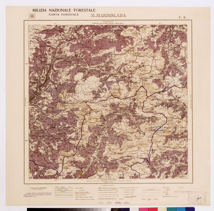 (N:4555) CARTA FORESTALE DEL REGNO D'ITALIA... - Foglio 11 M. MARMOLADA (B0008777) Carte e stampe antiche: riproduzione a colori su carta (formato A1)