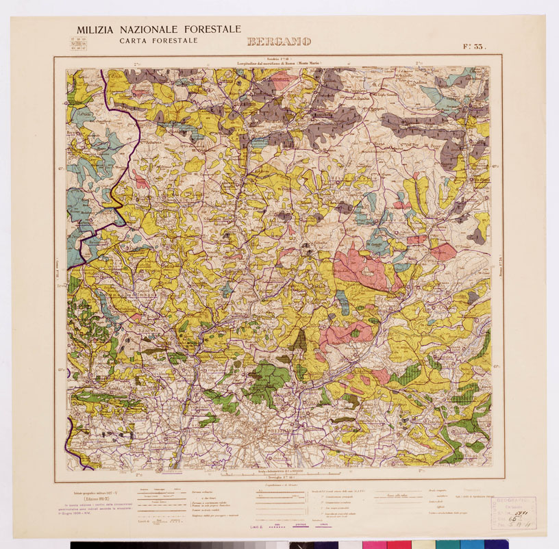 (N:4736) CARTA FORESTALE DEL REGNO D'ITALIA... - Foglio 33 BERGAMO (B0008801) Carte e stampe antiche: riproduzione a colori su carta (formato A1)