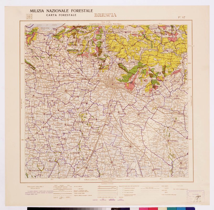 (N:4755) CARTA FORESTALE DEL REGNO D'ITALIA... - Foglio 47 BRESCIA (B0008817) Carte e stampe antiche: riproduzione a colori su carta (formato A1)