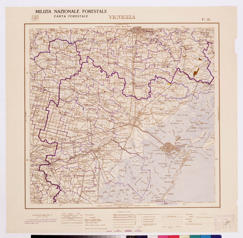 (N:4760) CARTA FORESTALE DEL REGNO D'ITALIA... - Foglio 51 VENEZIA (B0008821) Carte e stampe antiche: riproduzione a colori su carta (formato A1)