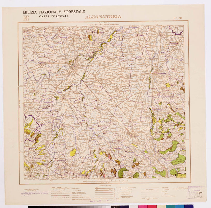 (N:4784) CARTA FORESTALE DEL REGNO D'ITALIA... - Foglio 70 ALESSANDRIA (B0008844) Carte e stampe antiche: riproduzione a colori su carta (formato A1)