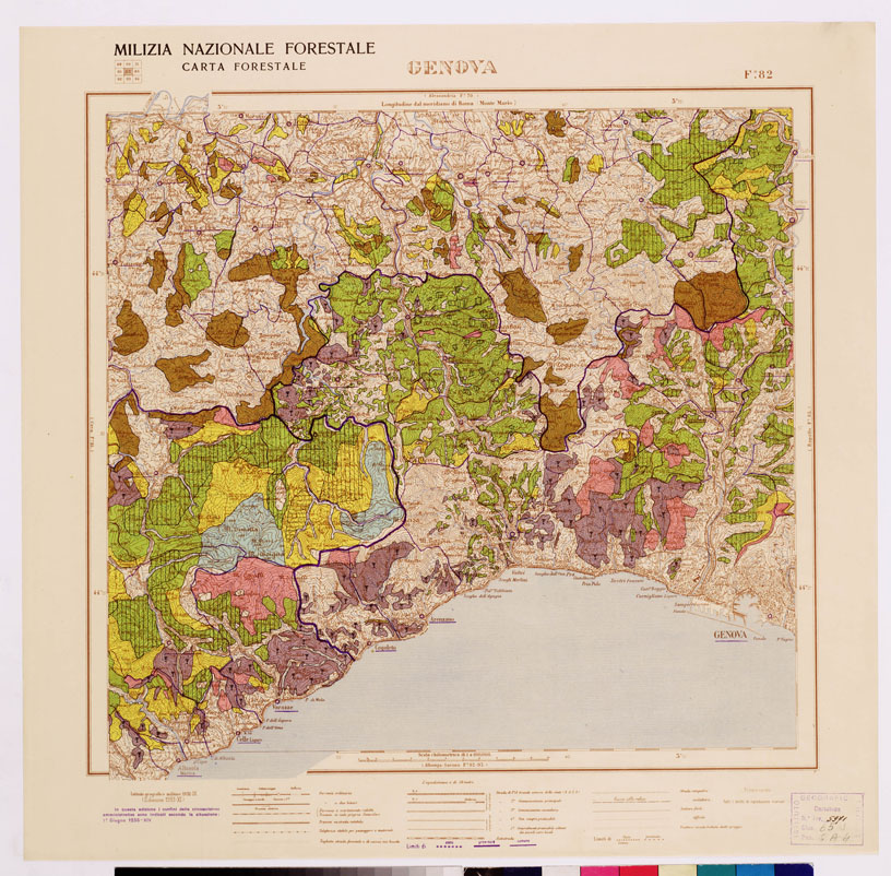 (N:4799) CARTA FORESTALE DEL REGNO D'ITALIA... - Foglio 82 GENOVA (B0008858) Carte e stampe antiche: riproduzione a colori su carta (formato A1)