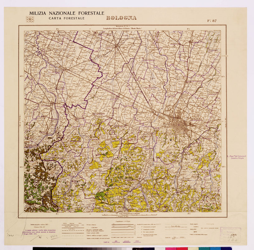 (N:4804) CARTA FORESTALE DEL REGNO D'ITALIA... - Foglio 87 BOLOGNA (B0008863) Carte e stampe antiche: riproduzione a colori su carta (formato A1)