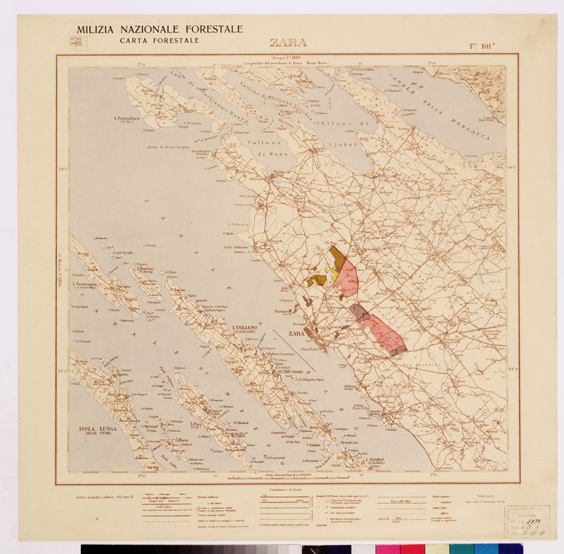 (N:4547) CARTA FORESTALE DEL REGNO D'ITALIA... - Foglio 101 ZARA (B0008877) Carte e stampe antiche: riproduzione a colori su carta (formato A1)