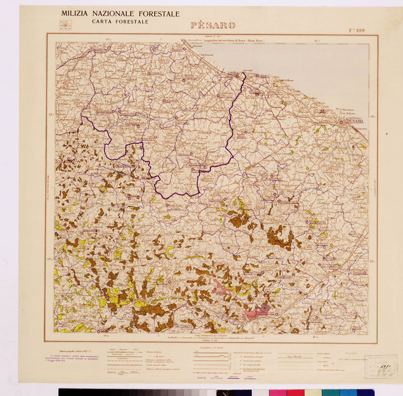 (N:4554) CARTA FORESTALE DEL REGNO D'ITALIA... - Foglio 109 PESARO (B0008884) Carte e stampe antiche: riproduzione a colori su carta (formato A1)