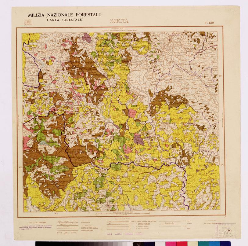 (N:4567) CARTA FORESTALE DEL REGNO D'ITALIA... - Foglio 120 SIENA (B0008895) Carte e stampe antiche: riproduzione a colori su carta (formato A1)