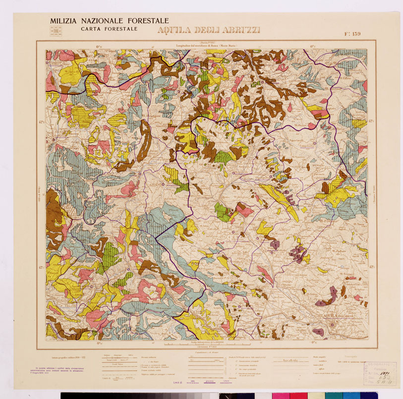 (N:4587) CARTA FORESTALE DEL REGNO D'ITALIA... - Foglio 139 AQUILA DEGLI ABRUZZI (B0008914) Carte e stampe antiche: riproduzione a colori su carta (formato A1)