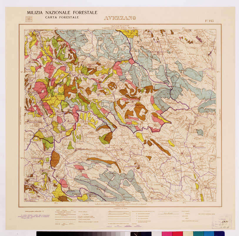 (N:4595) CARTA FORESTALE DEL REGNO D'ITALIA... - Foglio 145 AVEZZANO (B0008920) Carte e stampe antiche: riproduzione a colori su carta (formato A1)