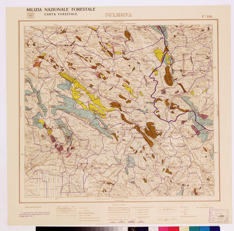 (N:4596) CARTA FORESTALE DEL REGNO D'ITALIA... - Foglio 146 SULMONA (B0008921) Carte e stampe antiche: riproduzione a colori su carta (formato A1)