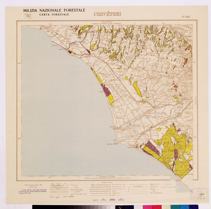 (N:4599) CARTA FORESTALE DEL REGNO D'ITALIA... - Foglio 149 CERVETERI (B0008924) Carte e stampe antiche: riproduzione a colori su carta (formato A1)