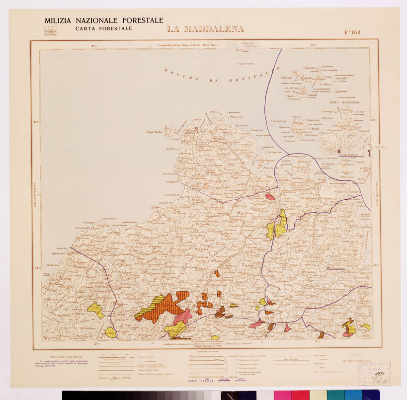 (N:4617) CARTA FORESTALE DEL REGNO D'ITALIA... - Foglio 168 LA MADDALENA (B0008940) Carte e stampe antiche: riproduzione a colori su carta (formato A1)