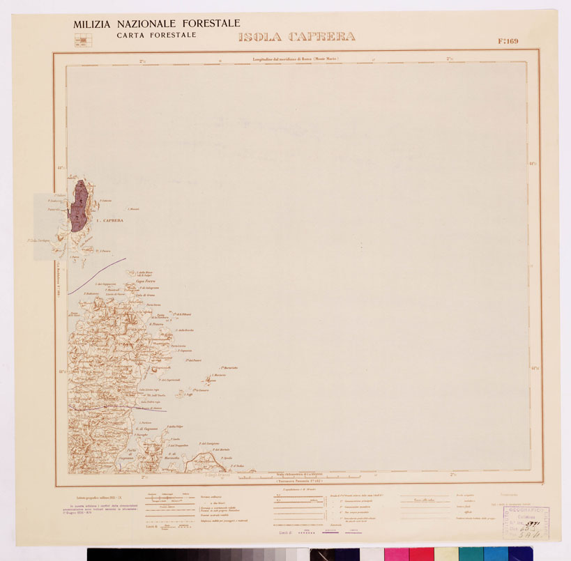 (N:4618) CARTA FORESTALE DEL REGNO D'ITALIA... - Foglio 169 ISOLA CAPRERA (B0008941) Carte e stampe antiche: riproduzione a colori su carta (formato A1)