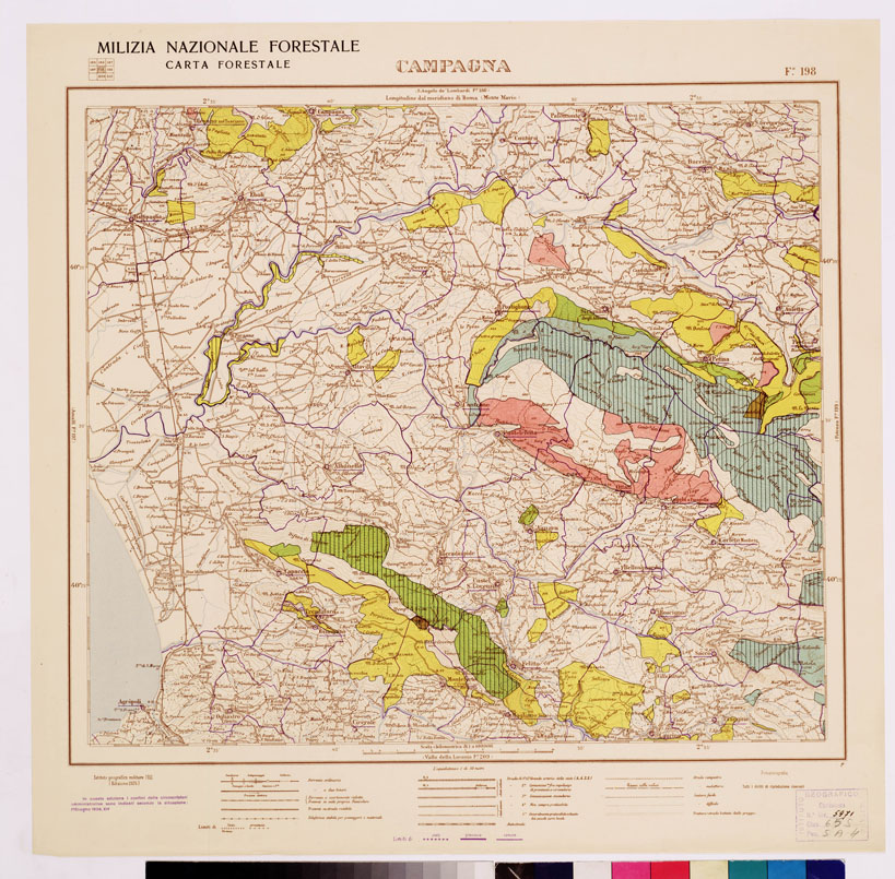 (N:4649) CARTA FORESTALE DEL REGNO D'ITALIA... - Foglio 198 CAMPAGNA (B0008969) Carte e stampe antiche: riproduzione a colori su carta (formato A1)
