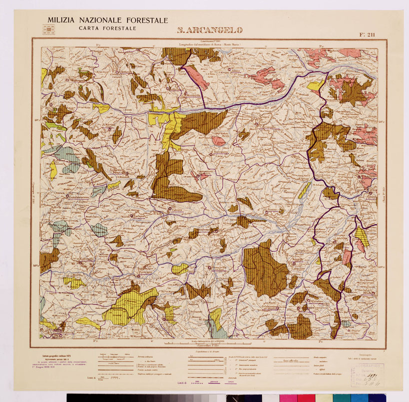 (N:4664) CARTA FORESTALE DEL REGNO D'ITALIA... - Foglio 211 S. ARCANGELO (B0008981) Carte e stampe antiche: riproduzione a colori su carta (formato A1)