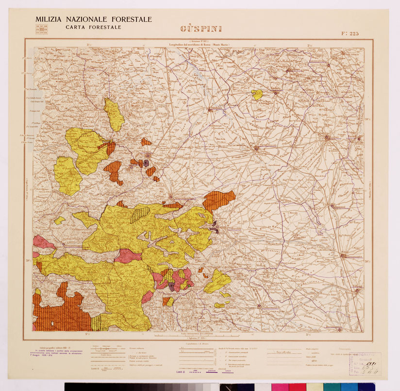 (N:4678) CARTA FORESTALE DEL REGNO D'ITALIA... - Foglio 225 GIUSPINI (B0008994) Carte e stampe antiche: riproduzione a colori su carta (formato A1)