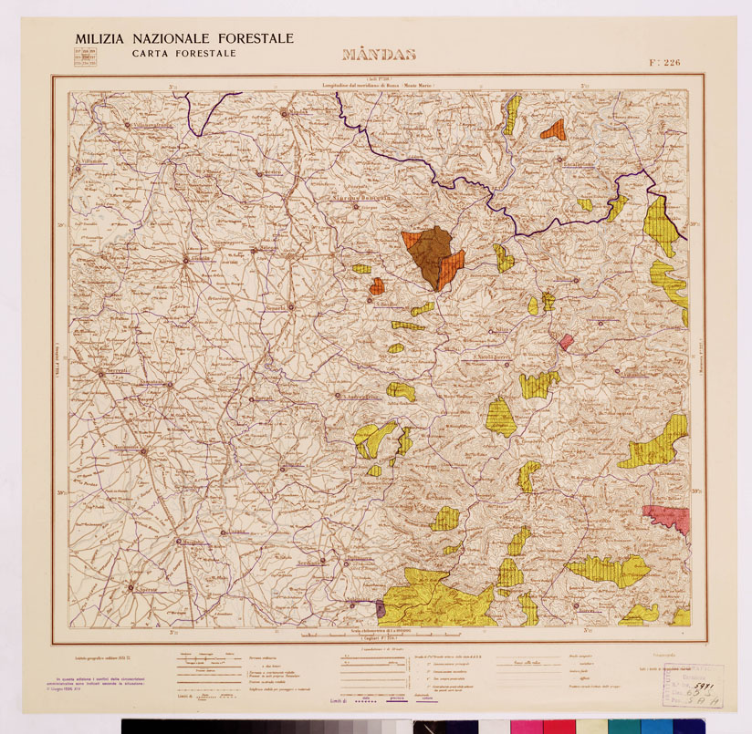 (N:4679) CARTA FORESTALE DEL REGNO D'ITALIA... - Foglio 226 MANDAS (B0008995) Carte e stampe antiche: riproduzione a colori su carta (formato A1)