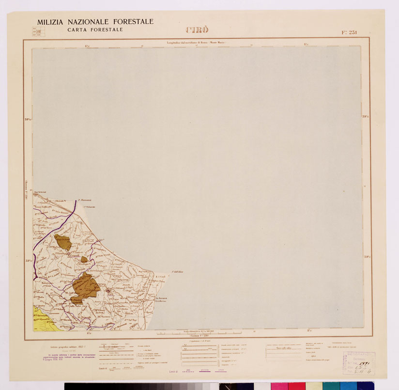 (N:4685) CARTA FORESTALE DEL REGNO D'ITALIA... - Foglio 231 CIRO' (B0009000) Carte e stampe antiche: riproduzione a colori su carta (formato A1)