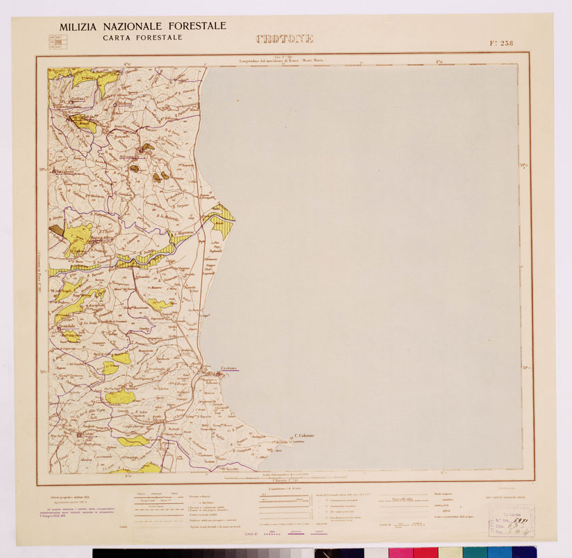 (N:4692) CARTA FORESTALE DEL REGNO D'ITALIA... - Foglio 238 CROTONE (B0009007) Carte e stampe antiche: riproduzione a colori su carta (formato A1)