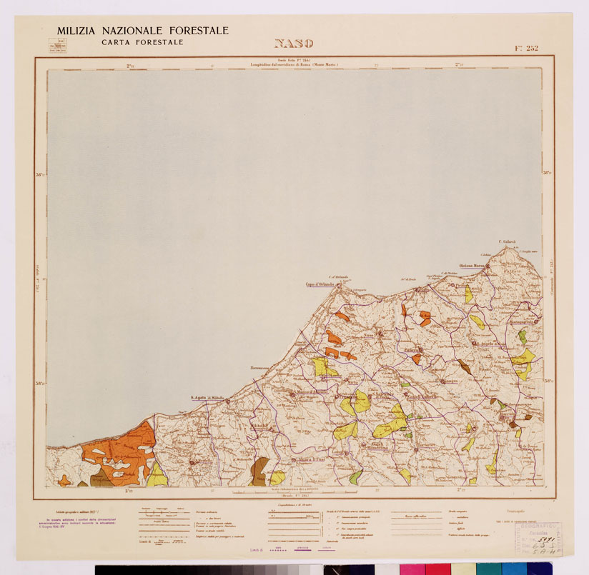 (N:4706) CARTA FORESTALE DEL REGNO D'ITALIA... - Foglio 252 NASO (B0009019) Carte e stampe antiche: riproduzione a colori su carta (formato A1)