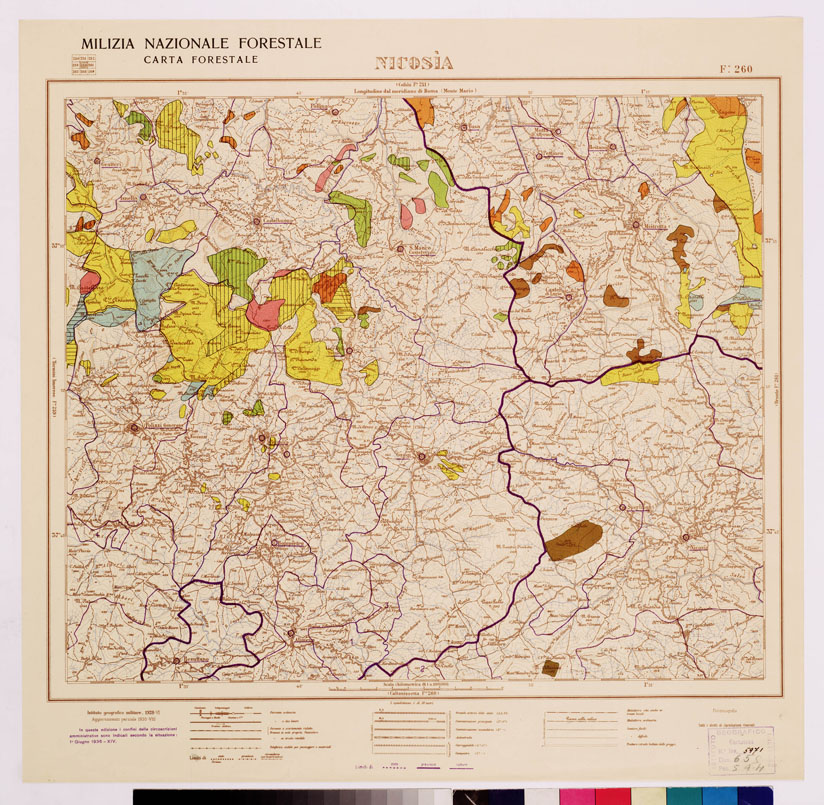 (N:4716) CARTA FORESTALE DEL REGNO D'ITALIA... - Foglio 260 NICOSIA (B0009027) Carte e stampe antiche: riproduzione a colori su carta (formato A1)