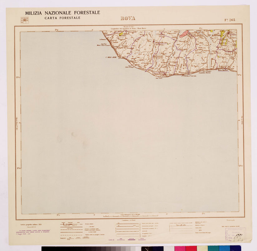 (N:4719) CARTA FORESTALE DEL REGNO D'ITALIA... - Foglio 263 BOVA (B0009030) Carte e stampe antiche: riproduzione a colori su carta (formato A1)