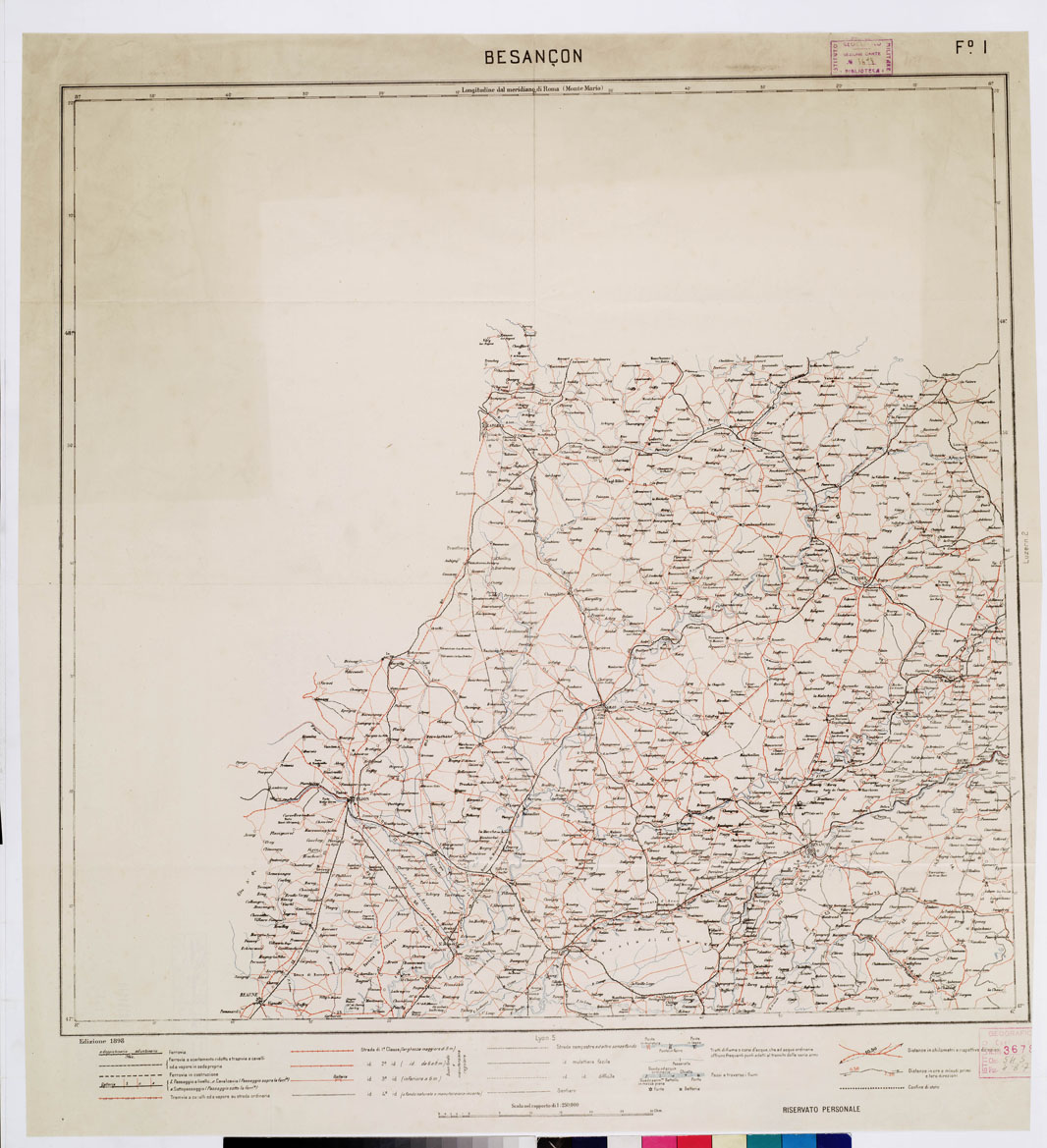 (N:5600) CARTA LOGISTICA D'ITALIA - Foglio 1 BESSACON (B0009041) Carte e stampe antiche: riproduzione a colori su carta (formato A1)