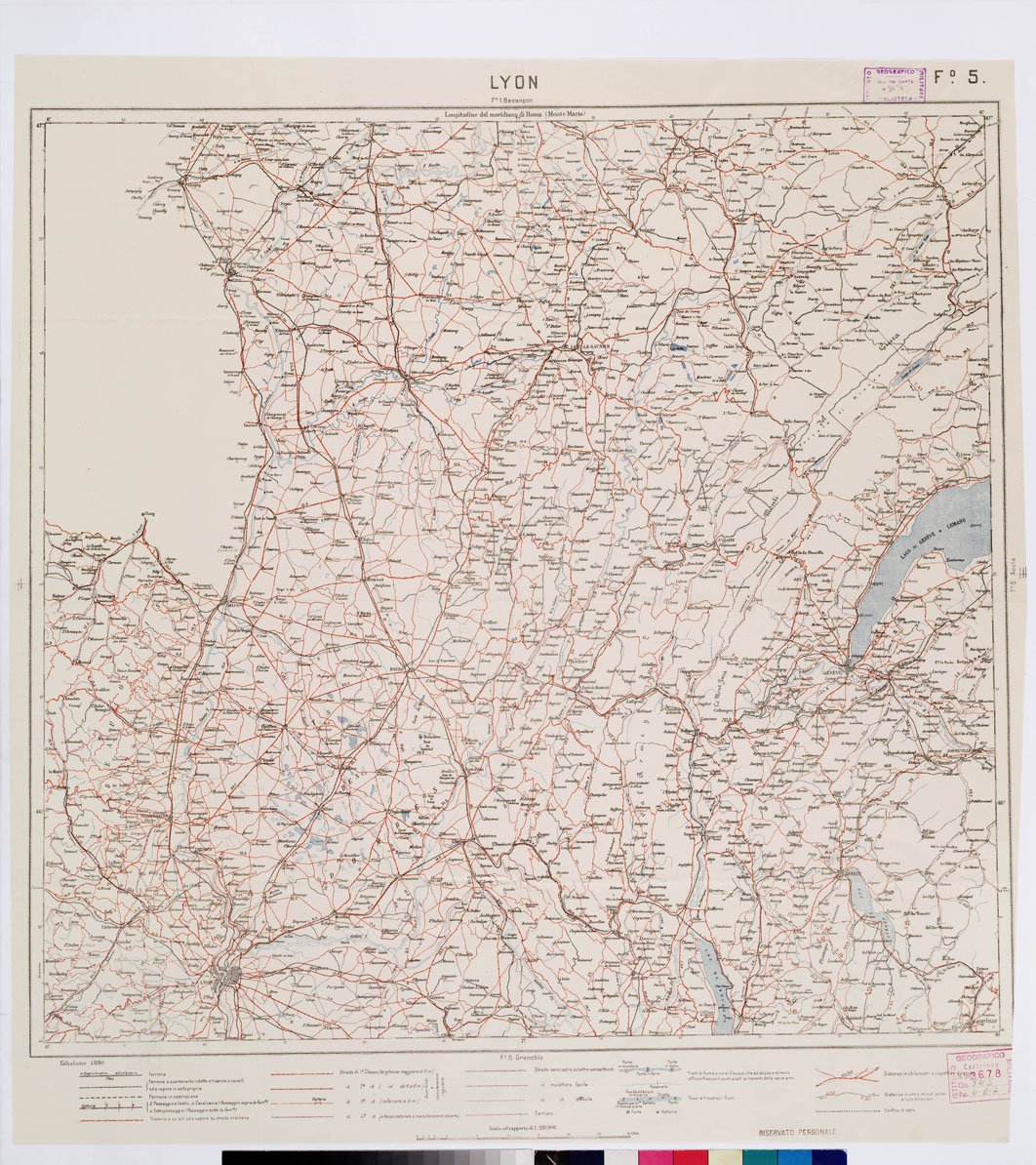 (N:5643) CARTA LOGISTICA D'ITALIA - Foglio 5 LION (B0009045) Carte e stampe antiche: riproduzione a colori su carta (formato A1)