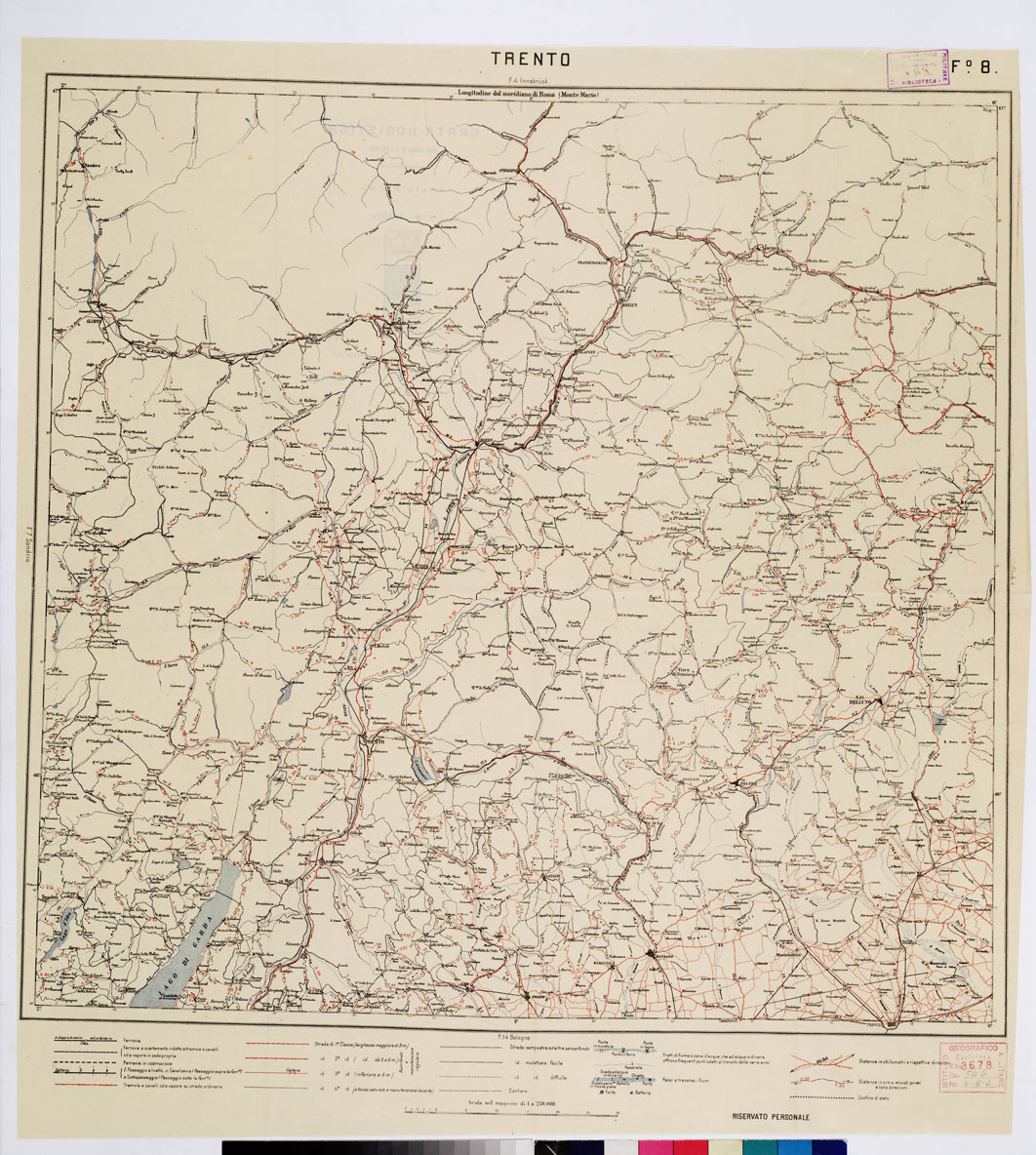 (N:5646) CARTA LOGISTICA D'ITALIA - Foglio 8 TRENTO (B0009048) Carte e stampe antiche: riproduzione a colori su carta (formato A1)