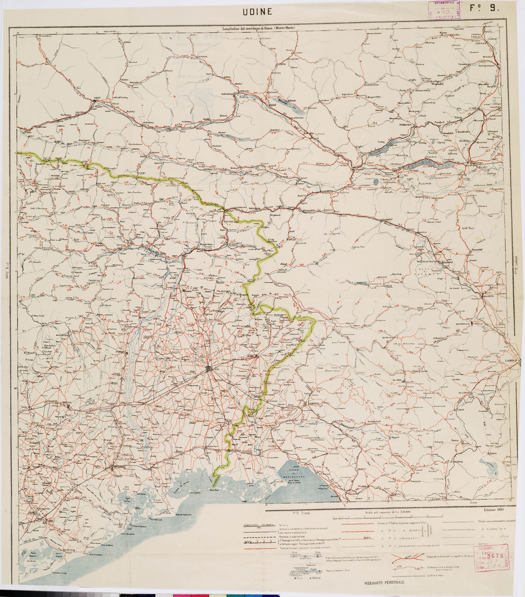 (N:5647) CARTA LOGISTICA D'ITALIA - Foglio 9 UDINE (B0009049) Carte e stampe antiche: riproduzione a colori su carta (formato A1)