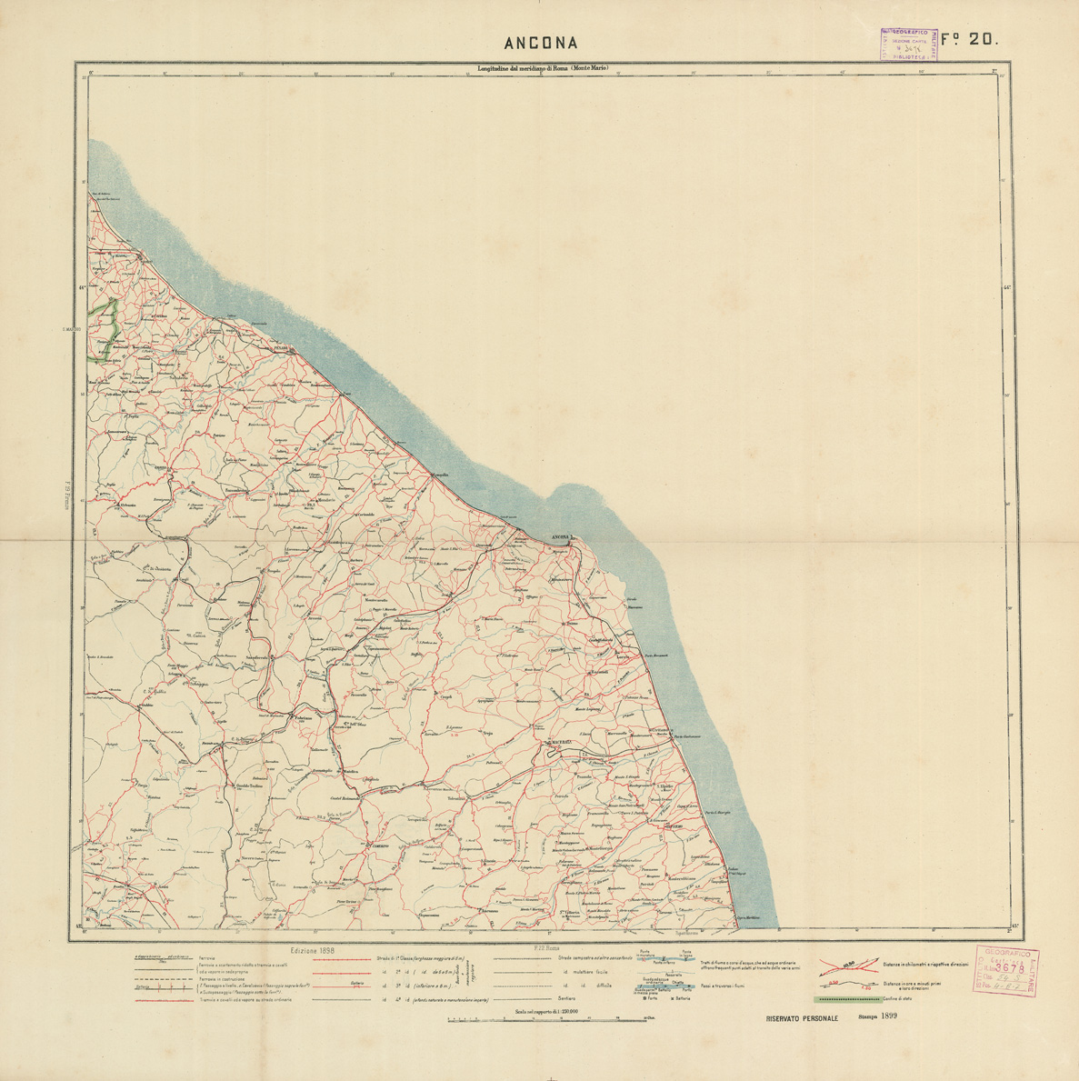 (N:5619) CARTA LOGISTICA D'ITALIA - Foglio 20 ANCONA (B0009069) Carte e stampe antiche: riproduzione a colori su carta (formato A1)