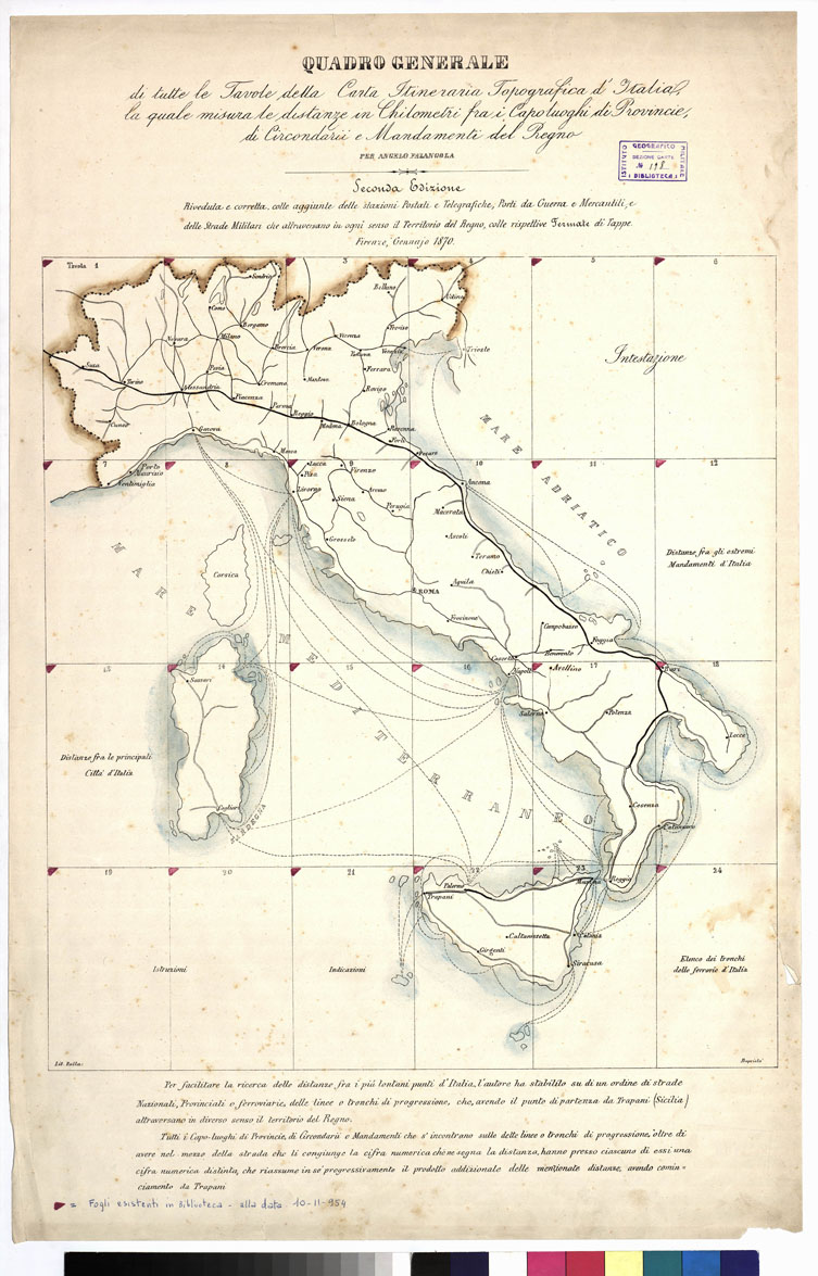 (N:5563) CARTA ITINERARIA... - QUADRO D'UNIONE (B0009116) Carte e stampe antiche: riproduzione a colori su carta (formato A1)
