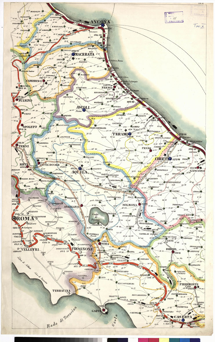 (N:5573) CARTA ITINERARIA... - Tavola X (B0009126) Carte e stampe antiche: riproduzione a colori su carta (formato A1)