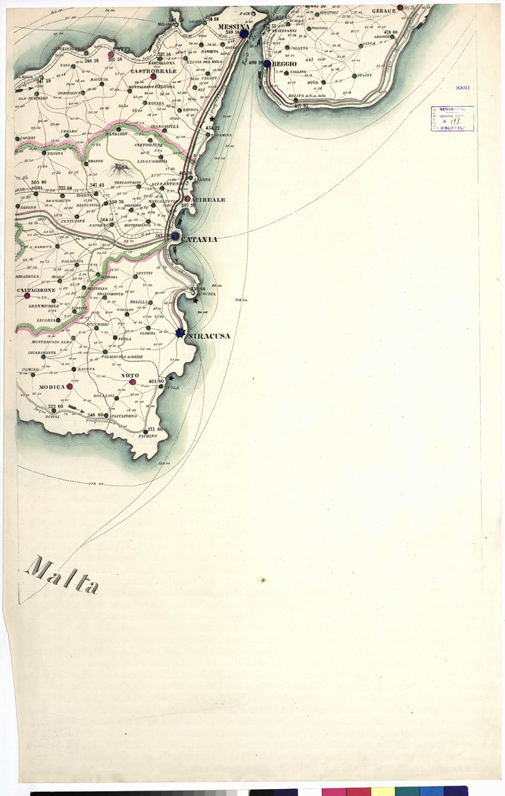 (N:5587) CARTA ITINERARIA... - Tavola XXIII (B0009139) Carte e stampe antiche: riproduzione a colori su carta (formato A1)