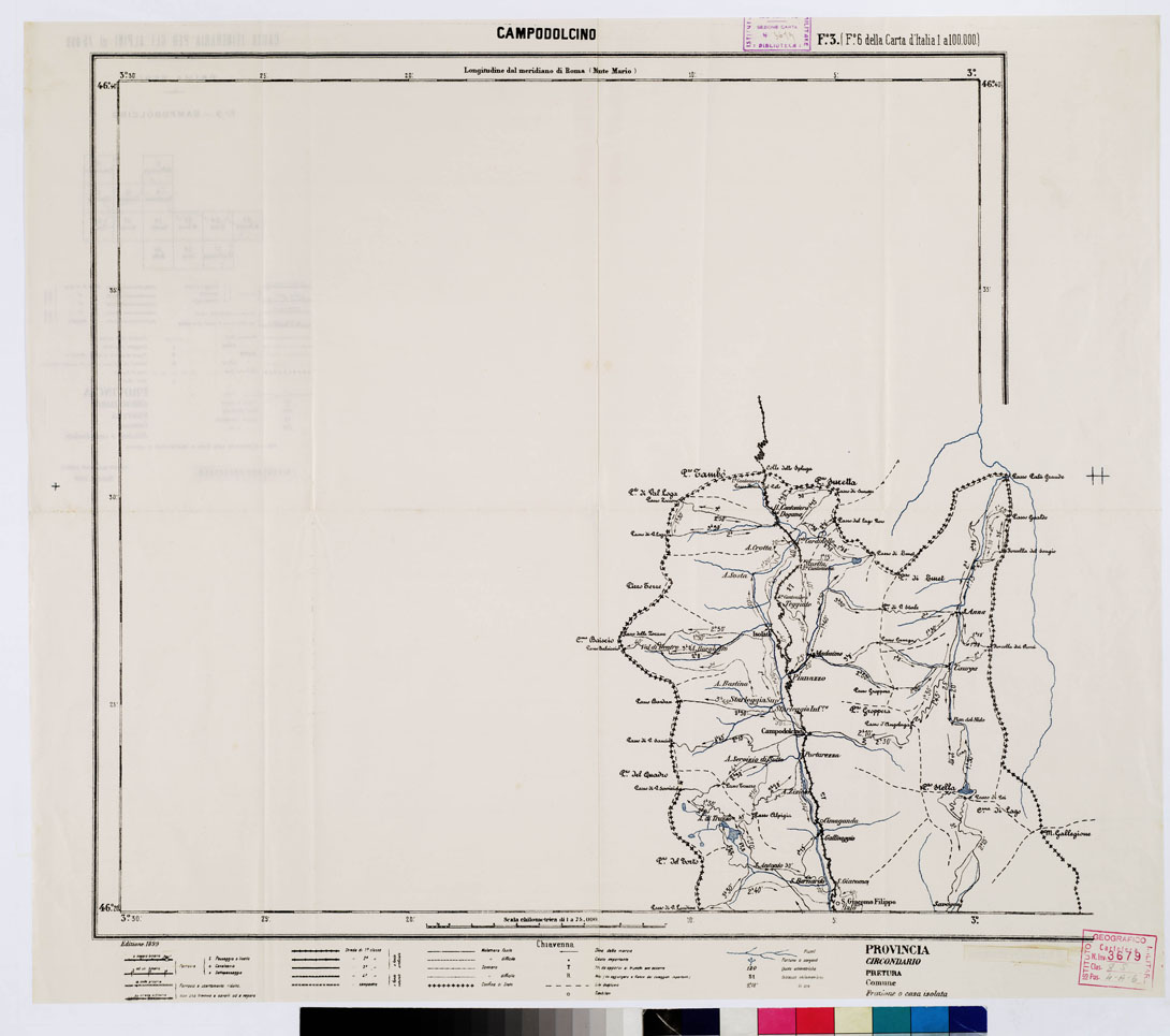(N:5527) CARTA ITINERARIA PER GLI ALPINI - Foglio 3 CAMPODOLCINO... (B0009144) Carte e stampe antiche: riproduzione a colori su carta (formato A1)