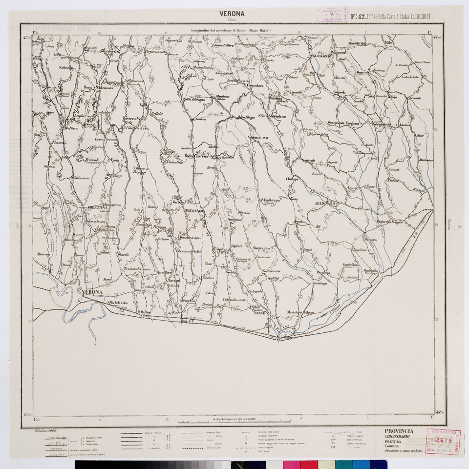 (N:5541) CARTA ITINERARIA PER GLI ALPINI - Foglio 42 VERONA (SCHIO) (B0009183) Carte e stampe antiche: riproduzione a colori su carta (formato A1)