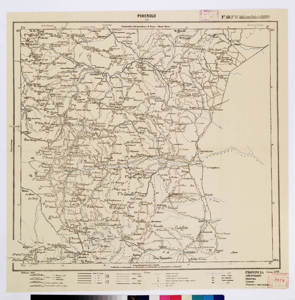 (N:5547) CARTA ITINERARIA PER GLI ALPINI - Foglio 48 PINEROLO (SUSA) (B0009189) Carte e stampe antiche: riproduzione a colori su carta (formato A1)