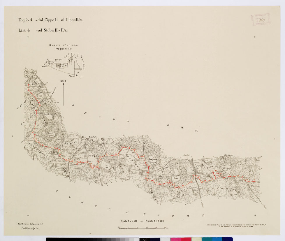 (N:15246) RILIEVO DELLA LINEA DI CONFINE DELLO STATO DI FIUME - Foglio 4 DAL CIPPO II AL CIPPO II/83 (B0009203) Carte e stampe antiche: riproduzione a colori su carta (formato A1)