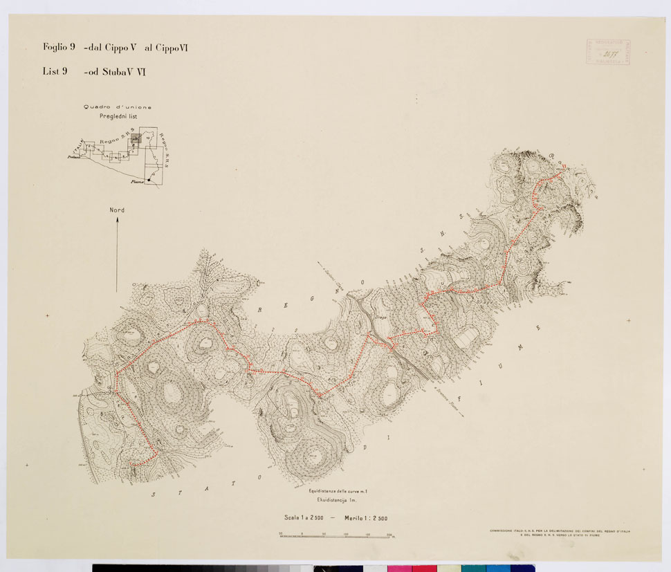 (N:15251) RILIEVO DELLA LINEA DI CONFINE DELLO STATO DI FIUME - Foglio 9 DAL CIPPO V AL CIPPO VI (B0009208) Carte e stampe antiche: riproduzione a colori su carta (formato A1)