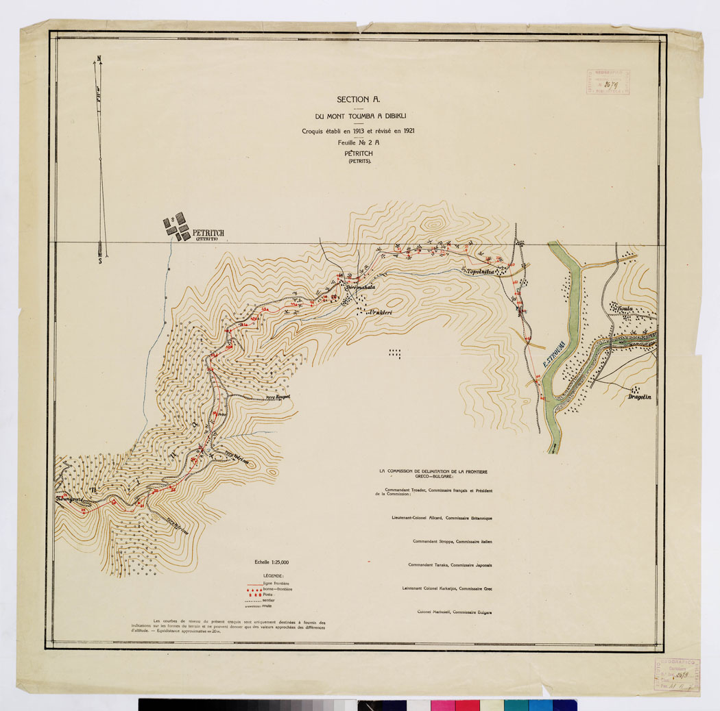 (N:11344) TRAITE DE NEUILLY SUR SEINE DU 27 NOV. 1919 COMMISSION DE DELIMITATION DE LA FRONTIERE GRECO-BULGARE -FEUILLE N. 2A PETRITCH (B0009225) Carte e stampe antiche: riproduzione a colori su carta (formato A1)