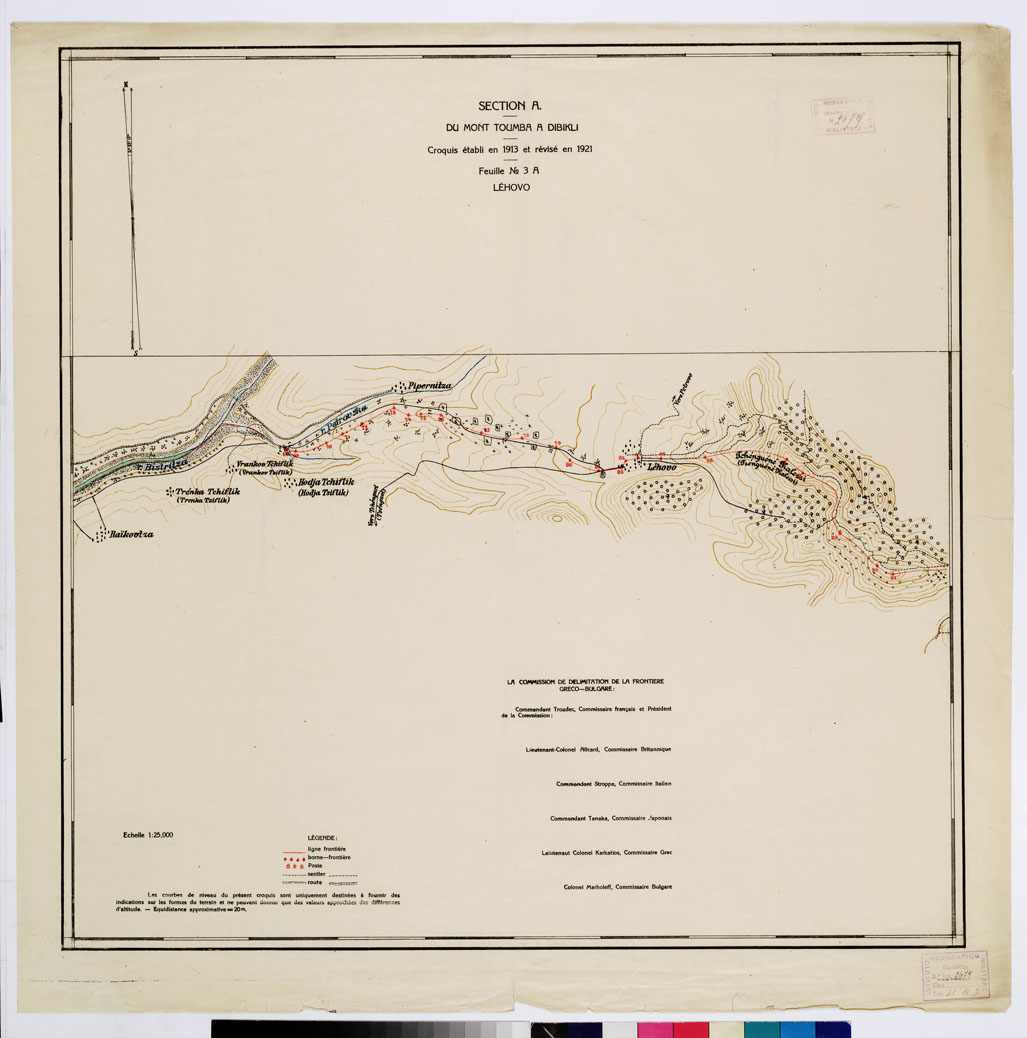 (N:11340) TRAITE DE NEUILLY SUR SEINE DU 27 NOV. 1919 COMMISSION DE DELIMITATION DE LA FRONTIERE GRECO-BULGARE - FEUILLE N. 3A LEHOVO (B0009226) Carte e stampe antiche: riproduzione a colori su carta (formato A1)