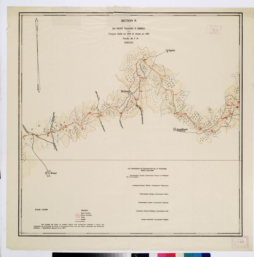 (N:11332) TRAITE DE NEUILLY SUR SEINE DU 27 NOV. 1919 COMMISSION DE DELIMITATION DE LA FRONTIERE GRECO-BULGARE - FEUILLE N. 5A PERITZA (B0009228) Carte e stampe antiche: riproduzione a colori su carta (formato A1)