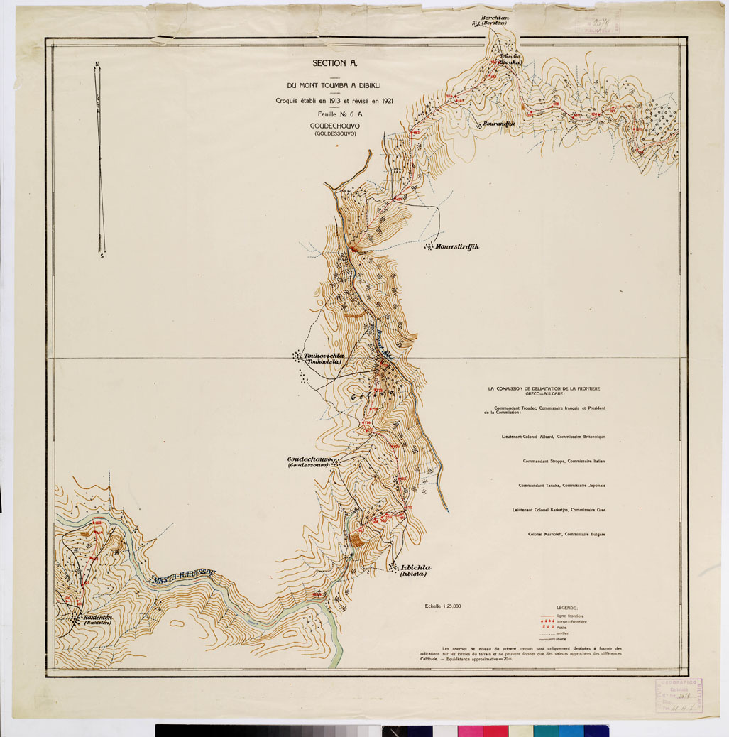 (N:11270) TRAITE DE NEUILLY SUR SEINE DU 27 NOV. 1919 COMMISSION DE DELIMITATION DE LA FRONTIERE GRECO-BULGARE - FEUILLE N. 6A GOUDECHOVVO (B0009229) Carte e stampe antiche: riproduzione a colori su carta (formato A1)