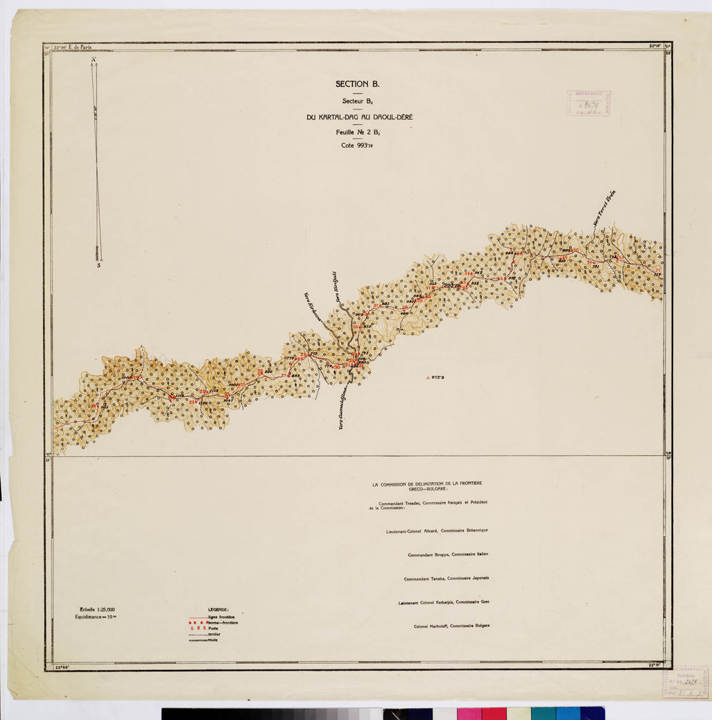 (N:11346) TRAITE DE NEUILLY SUR SEINE DU 27 NOV. 1919 COMMISSION DE DELIMITATION DE LA FRONTIERE GRECO-BULGARE - FEUILLE N. 2 B2 COTE 993.19 (B0009233) Carte e stampe antiche: riproduzione a colori su carta (formato A1)